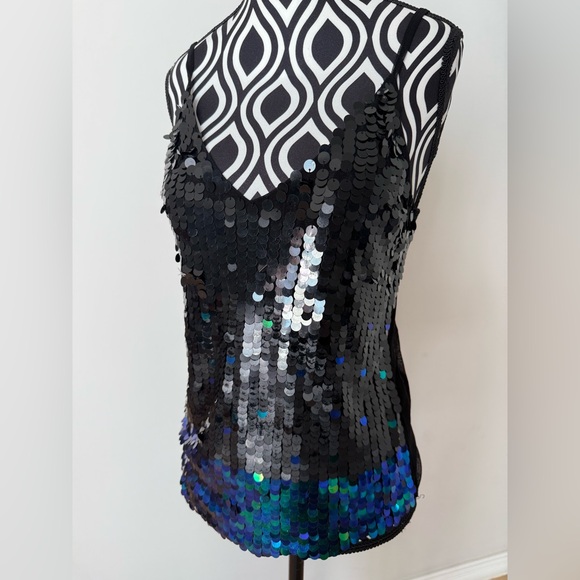 Vintage Y2K Disc Sequin Ombré Asymmetrical McBling Girlhood Core Top - Picture 13 of 17